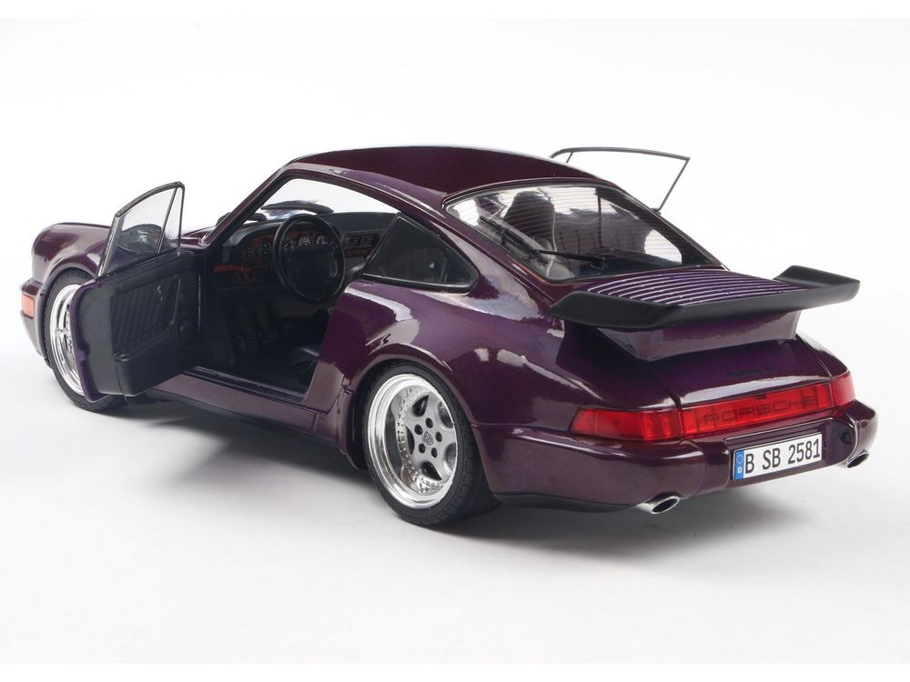 1990 Porsche 911 (964) Turbo Violet Blue Metallic 1/18 Diecast Model Car by Solido view 2