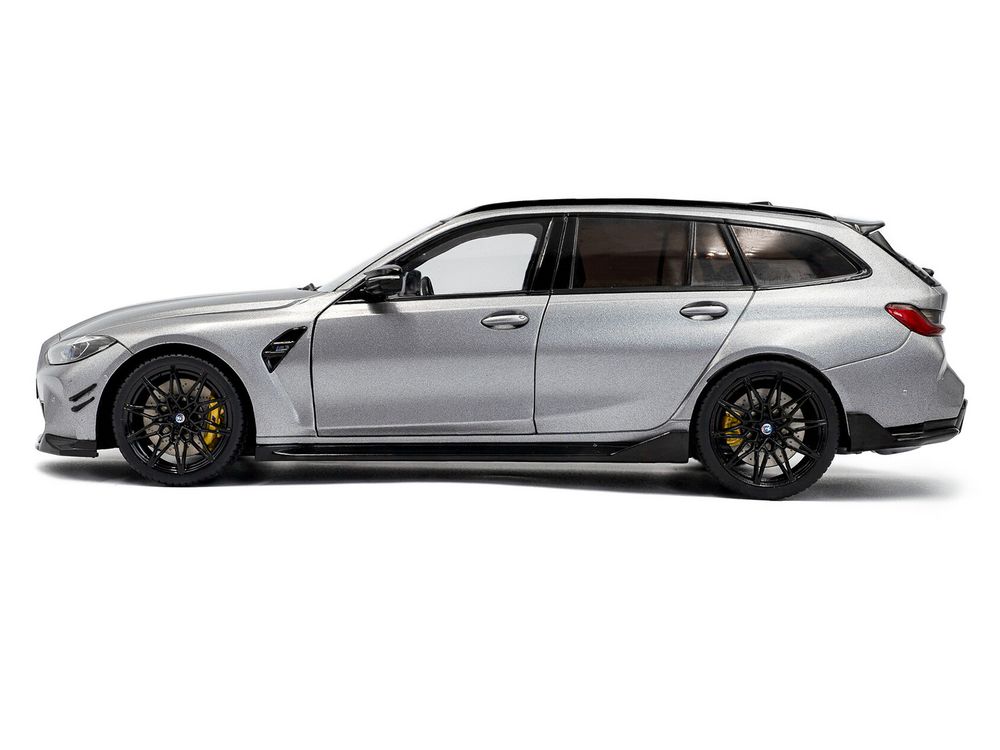 2024 BMW M3 Competition M xDrive Touring Frozen Pure Gray Metallic with Black Top 1/18 Diecast Model Car by Solido view 3