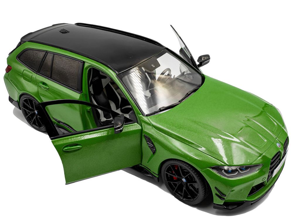 2024 BMW M3 Competition M xDrive Touring Green Metallic with Black Top 1/18 Diecast Model Car by Solido view 2
