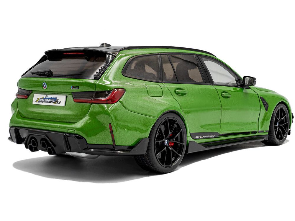 2024 BMW M3 Competition M xDrive Touring Green Metallic with Black Top 1/18 Diecast Model Car by Solido view 4