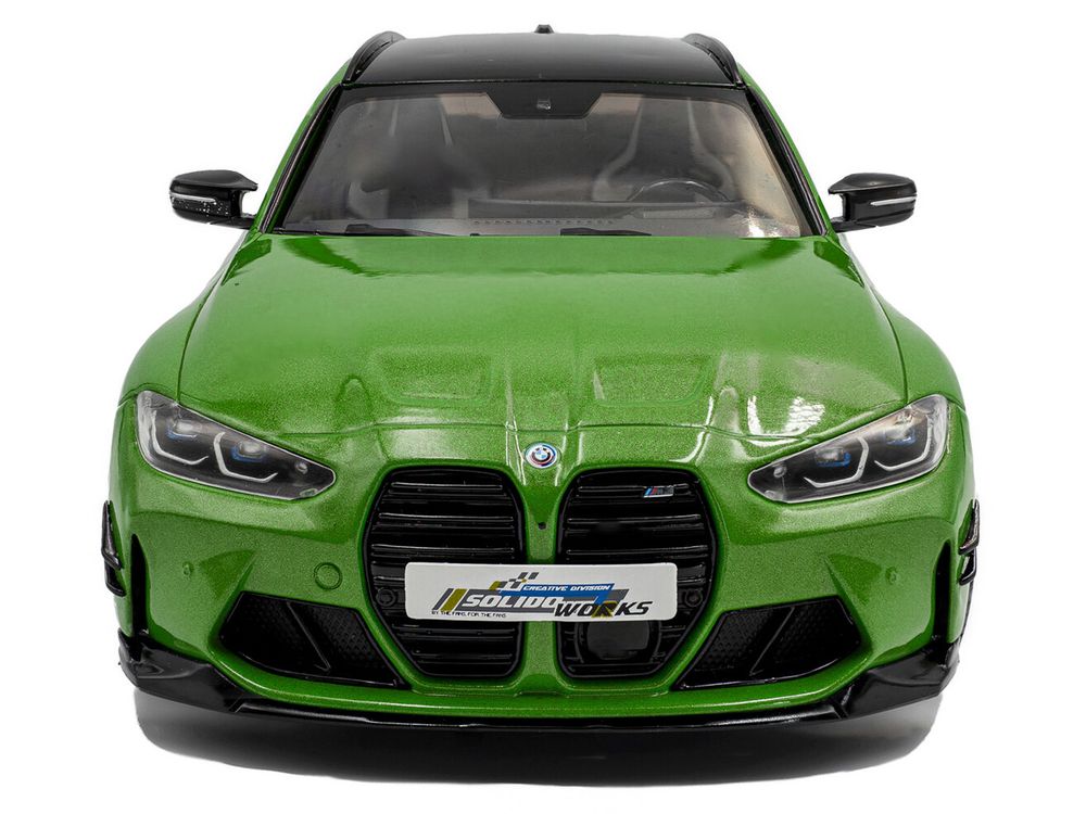 2024 BMW M3 Competition M xDrive Touring Green Metallic with Black Top 1/18 Diecast Model Car by Solido view 5