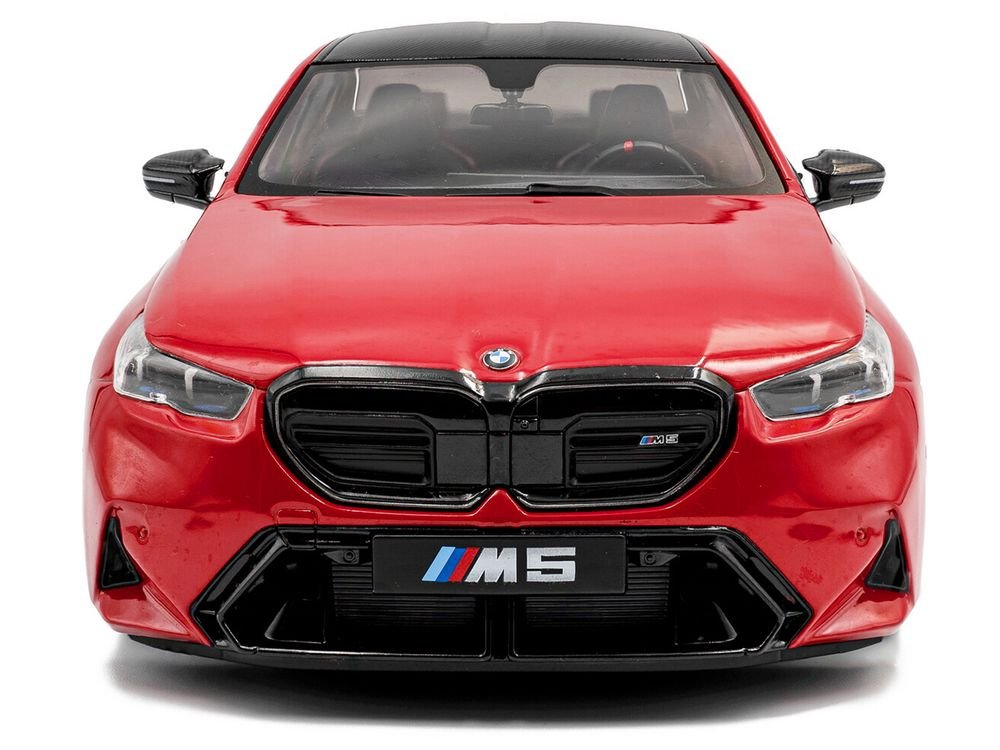2025 BMW M5 Fire Red with Black Top 1/18 Diecast Model Car by Solido view 5