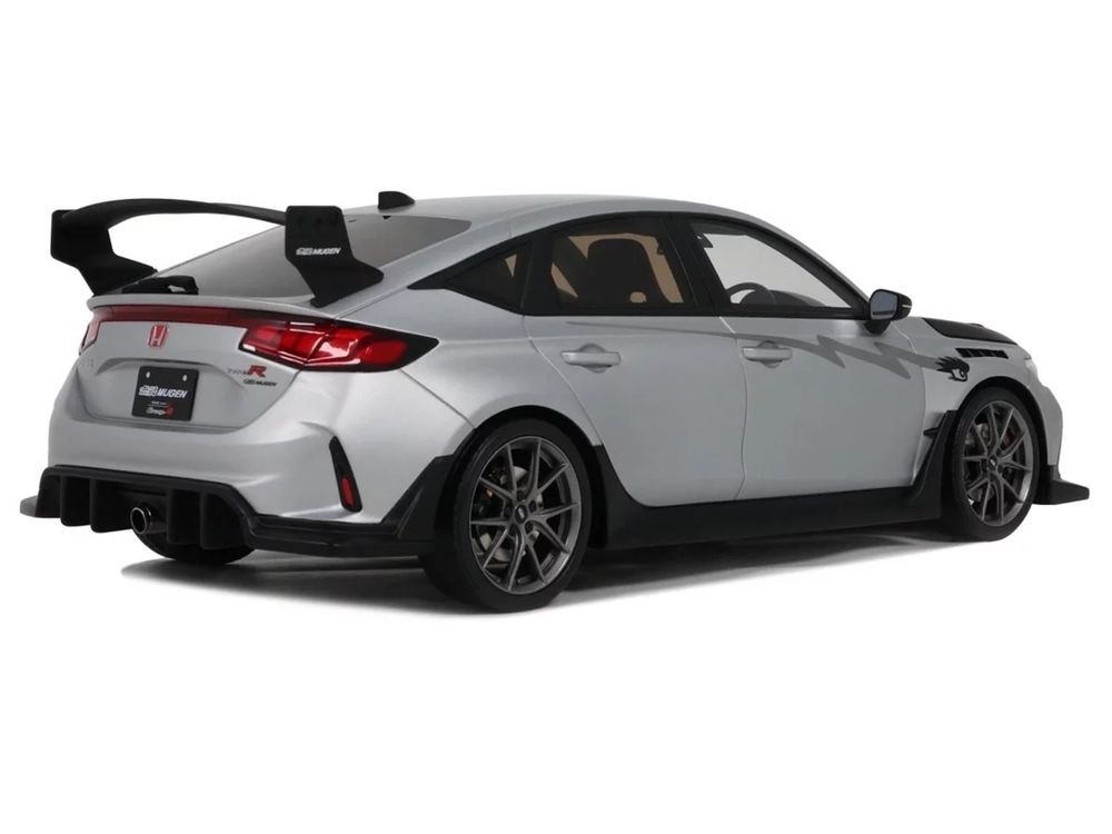 2024 Honda Civic Type R Mugen Group B RHD (Right Hand Drive) Matt Silver Metallic with Black Hood Limited Edition to 999 pieces Worldwide 1/18 Model Car by Otto Mobile view 5