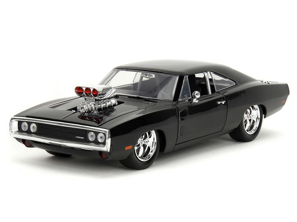 Dom's 1970 Dodge Charger R/T Black and Brian's Toyota Supra Orange with Graphics Set of 2 Cars "Fast & Furious 25th Anniversary" "Fast & Furious" Series 1/24 Diecast Model Cars by Jada view 4