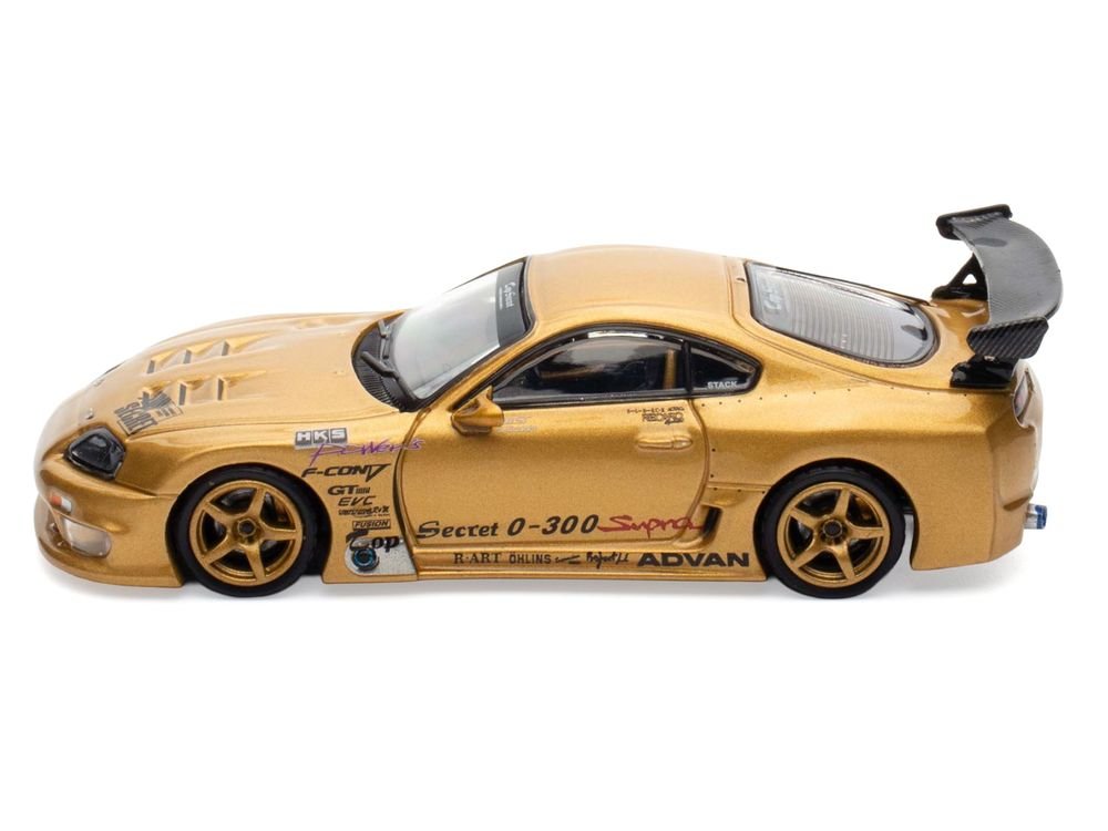 Toyota Supra (A80) "Top Secret" GT300 RHD (Right Hand Drive) Gold Metallic "Tokyo Auto Salon 2025 Event Exclusive" 1/64 Diecast Model Car by Inno Models view 3