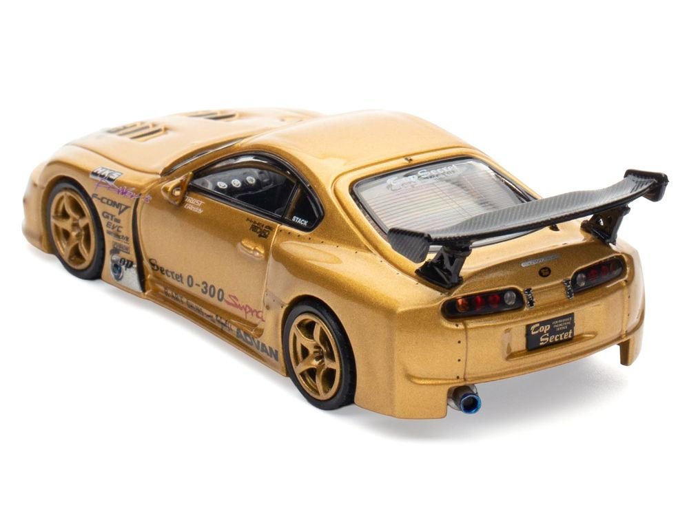 Toyota Supra (A80) "Top Secret" GT300 RHD (Right Hand Drive) Gold Metallic "Tokyo Auto Salon 2025 Event Exclusive" 1/64 Diecast Model Car by Inno Models view 4