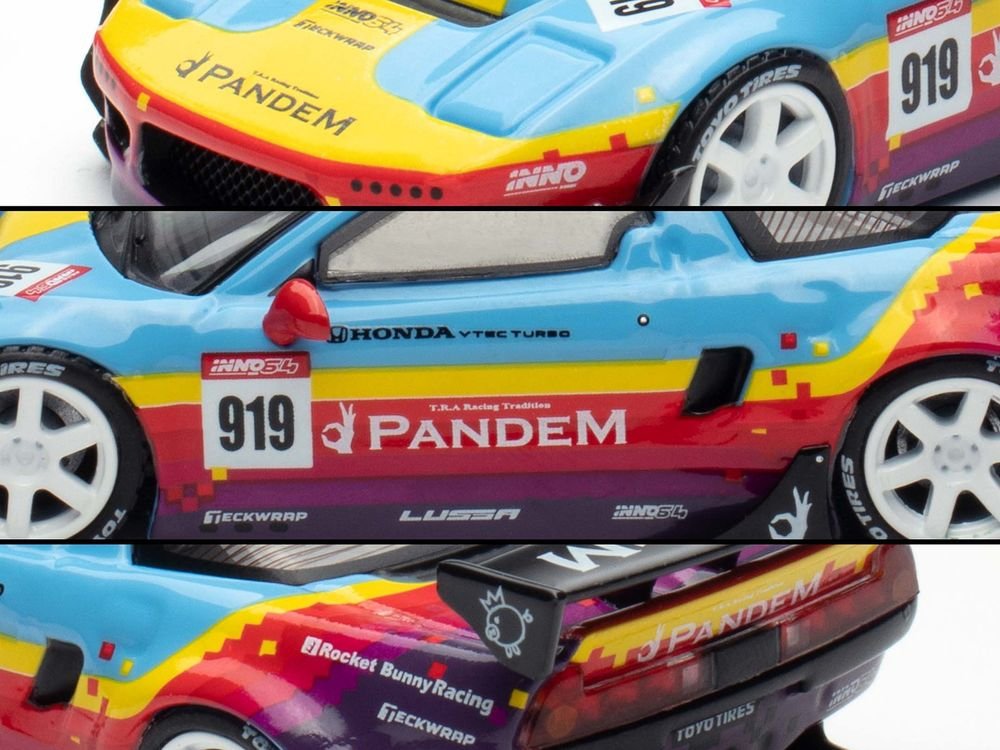 Honda NSX (NA1) #919 "Pandem Rocket Bunny" Light Blue with Graphics "APA XPO 2025 Event Edition" 1/64 Diecast Model Car by Inno Models view 3