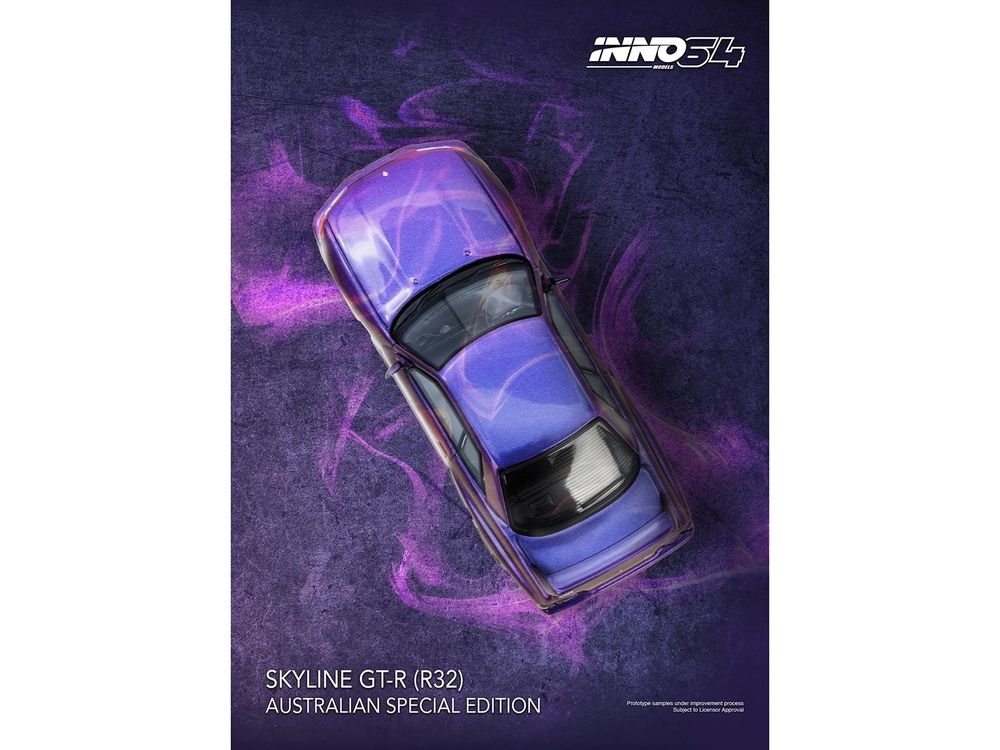 Nissan Skyline GT-R (R32) RHD (Right Hand Drive) Midnight Purple Metallic "Australian Special Edition" 1/64 Diecast Model Car by Inno Models view 4