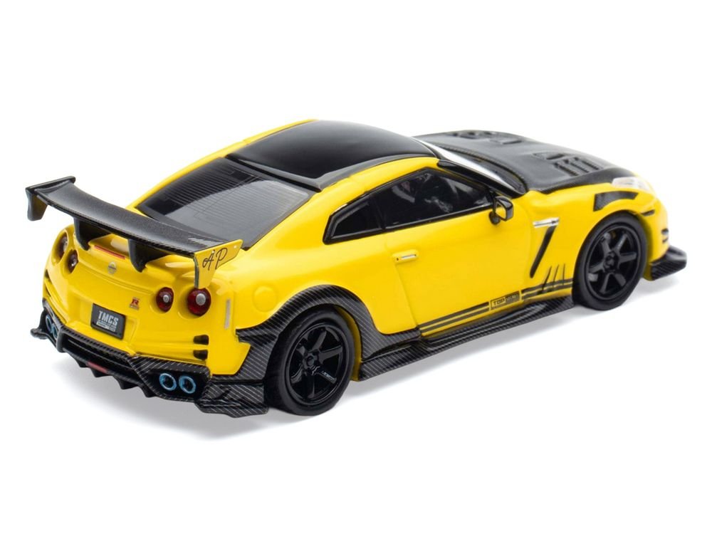 Nissan GT-R (R35) RHD (Right Hand Drive) Yellow with Carbon Hood and Black Top "The Model Car Show Singapore 2025 Event Edition" 1/64 Diecast Model Car by Inno Models view 4
