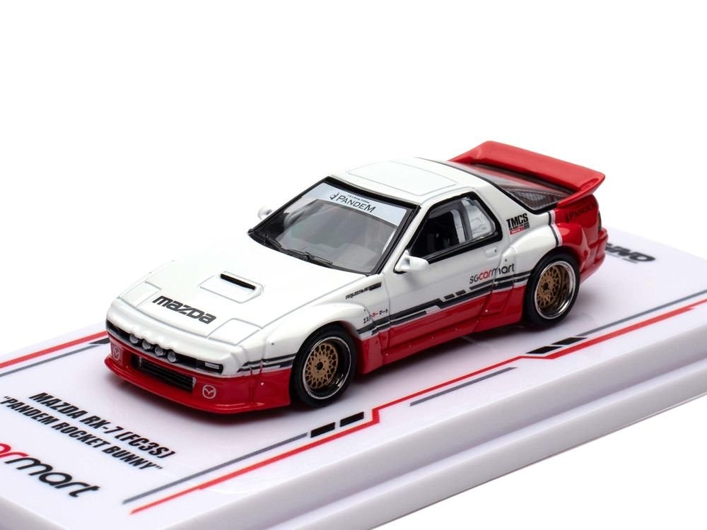 Mazda RX-7 (FC3S) "Pandem Rocket Bunny" White and Red with Black Stripes "The Model Car Show Singapore 2025 Event Edition" 1/64 Diecast Model Car by Inno Models view 5