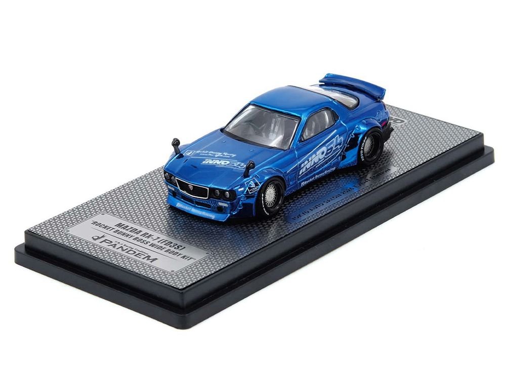 Mazda RX-7 (FD3S) RHD (Right Hand Drive) "Pandem Rocket Bunny" Blue Chrome "Tokyo Auto Salon 2026 Event Edition" 1/64 Diecast Model Car by Inno Models view 4
