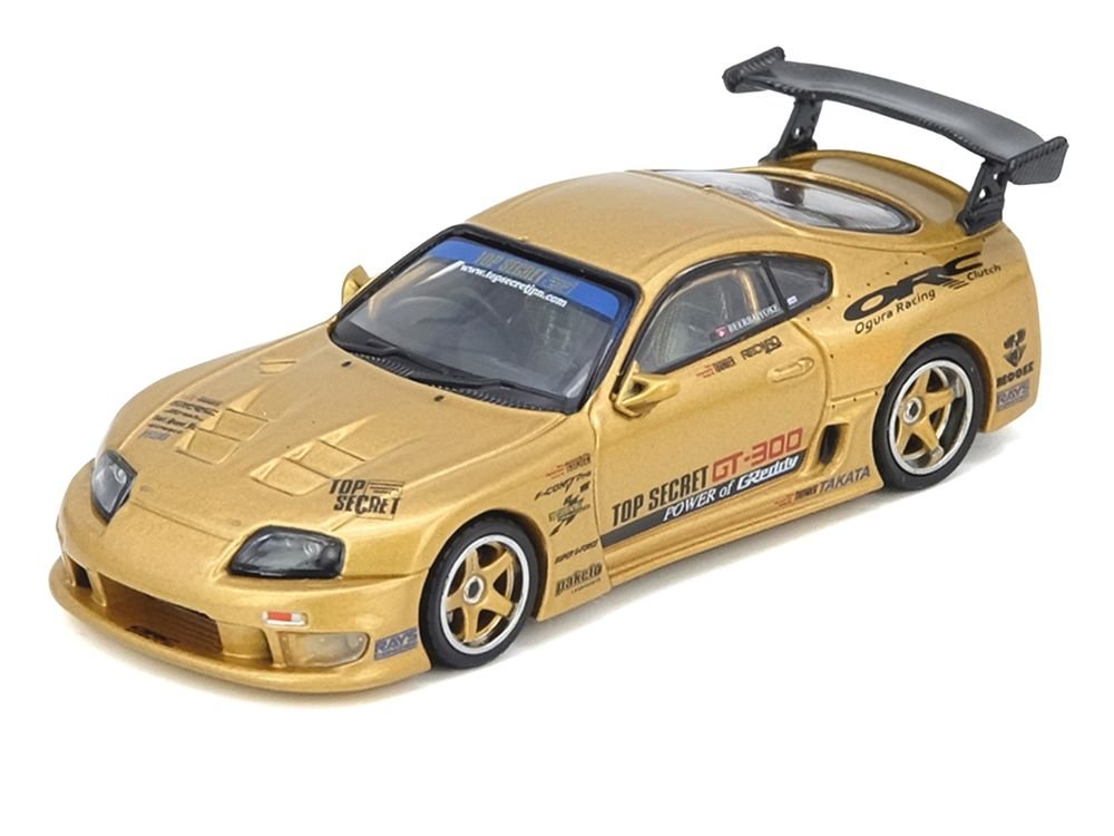 Toyota Supra (A80) "Top Secret Thailand" GT300 RHD (Right Hand Drive) Gold Metallic "Tokyo Auto Salon Kuala Lumpur 2025 Event Exclusive" 1/64 Diecast Model Car by Inno Models view 2