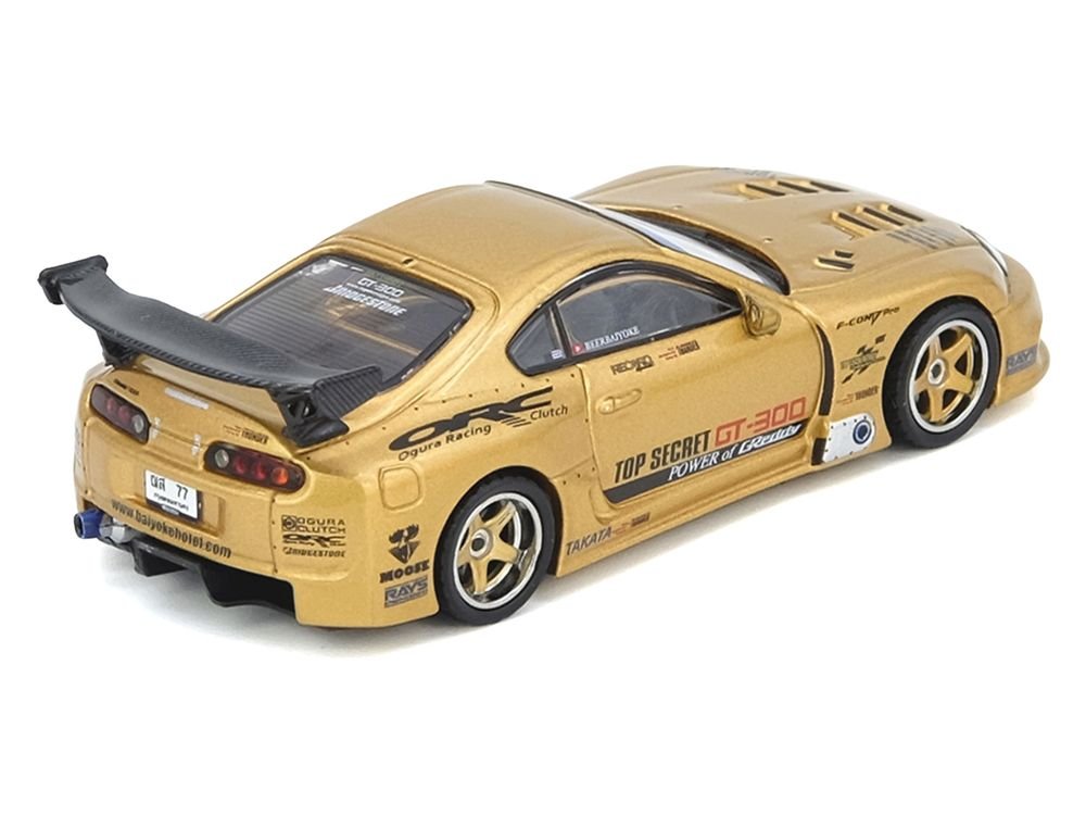 Toyota Supra (A80) "Top Secret Thailand" GT300 RHD (Right Hand Drive) Gold Metallic "Tokyo Auto Salon Kuala Lumpur 2025 Event Exclusive" 1/64 Diecast Model Car by Inno Models view 4