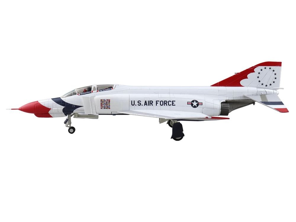 McDonnell Douglas F-4E Phantom II Fighter-Bomber Aircraft "Thunderbirds with Decals for No.1 to 7 planes 1973/74 Season" United States Air Force "Air Power Series" 1/72 Diecast Model by Hobby Master view 2