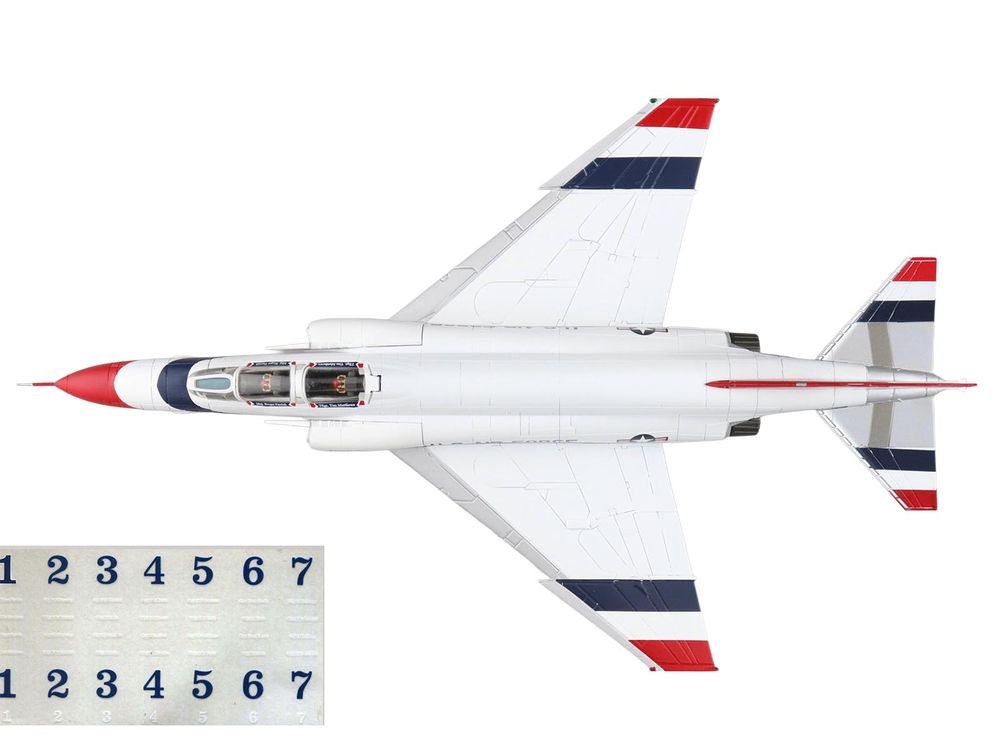 McDonnell Douglas F-4E Phantom II Fighter-Bomber Aircraft "Thunderbirds with Decals for No.1 to 7 planes 1973/74 Season" United States Air Force "Air Power Series" 1/72 Diecast Model by Hobby Master view 3