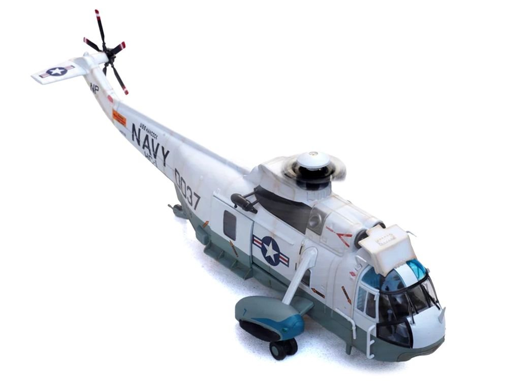 Sikorsky SH-3G Sea King Helicopter "149718-NF 0037 Helicopter Combat Support Squadron 1 (HC-1) Fleet Angels USS Hancock (CVA-19)" (1970s) United States Navy 1/72 Diecast Model by Legion view 4
