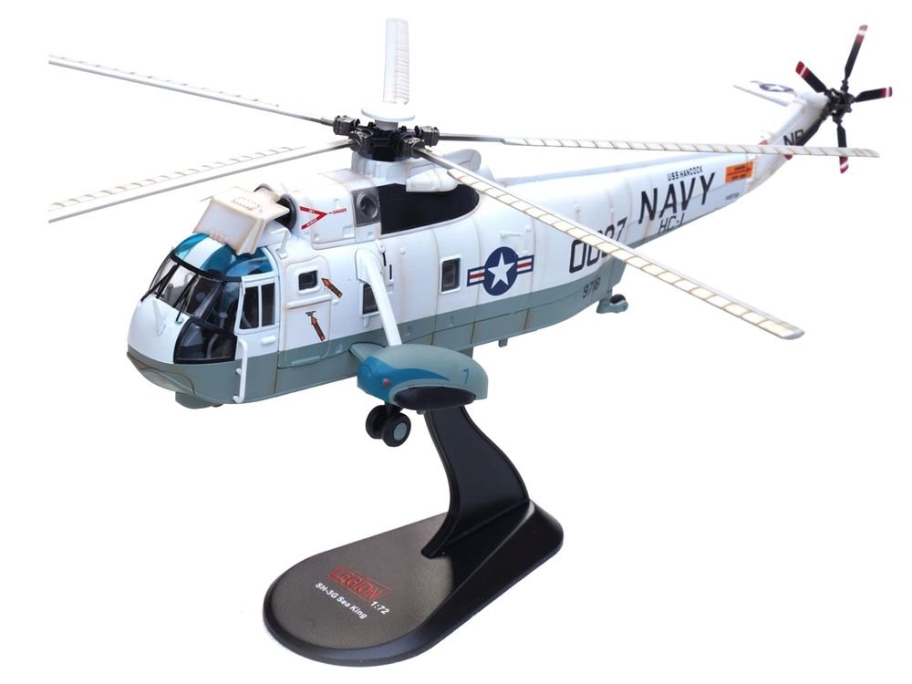 Sikorsky SH-3G Sea King Helicopter "149718-NF 0037 Helicopter Combat Support Squadron 1 (HC-1) Fleet Angels USS Hancock (CVA-19)" (1970s) United States Navy 1/72 Diecast Model by Legion view 5
