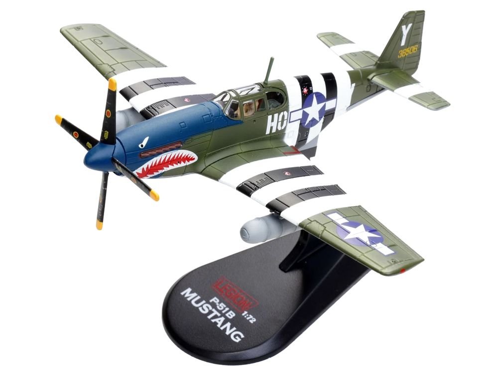 North American P-51B Mustang Aircraft "John Bennett 487th Fighter Squadron 352nd Fighter Group Blue-Nosed Bastards of Bodney RAF Bodney" (1944) United States Army Air Forces 1/72 Diecast Model Airplane by Legion view 5