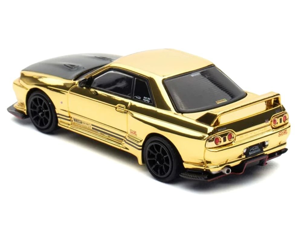 Nissan Skyline GT-R (R32) "Top Secret" RHD (Right Hand Drive) Chrome Gold with Carbon Hood "The Model Car Show Malaysia 2025 Event Edition" 1/64 Diecast Model Car by Inno Models view 4