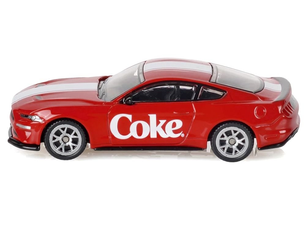 2018 Ford Mustang GT "Coca-Cola" Red with White Stripes 1/64 Diecast Model by Motorcity Classics view 2