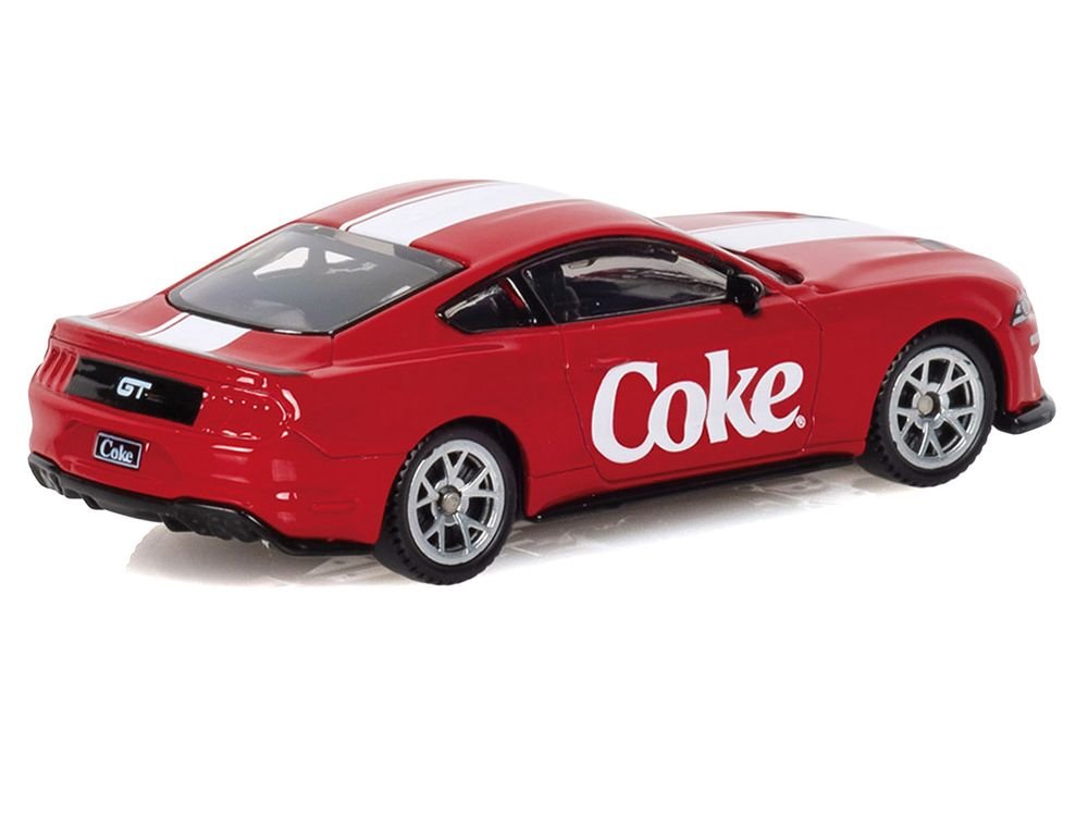2018 Ford Mustang GT "Coca-Cola" Red with White Stripes 1/64 Diecast Model by Motorcity Classics view 3