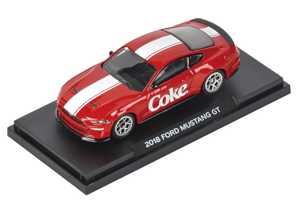 2018 Ford Mustang GT "Coca-Cola" Red with White Stripes 1/64 Diecast Model by Motorcity Classics view 4