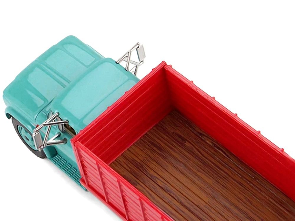 GMC 4000 Grain Truck Turquoise with Red Container 1/64 Diecast Model by DCP/First Gear view 2