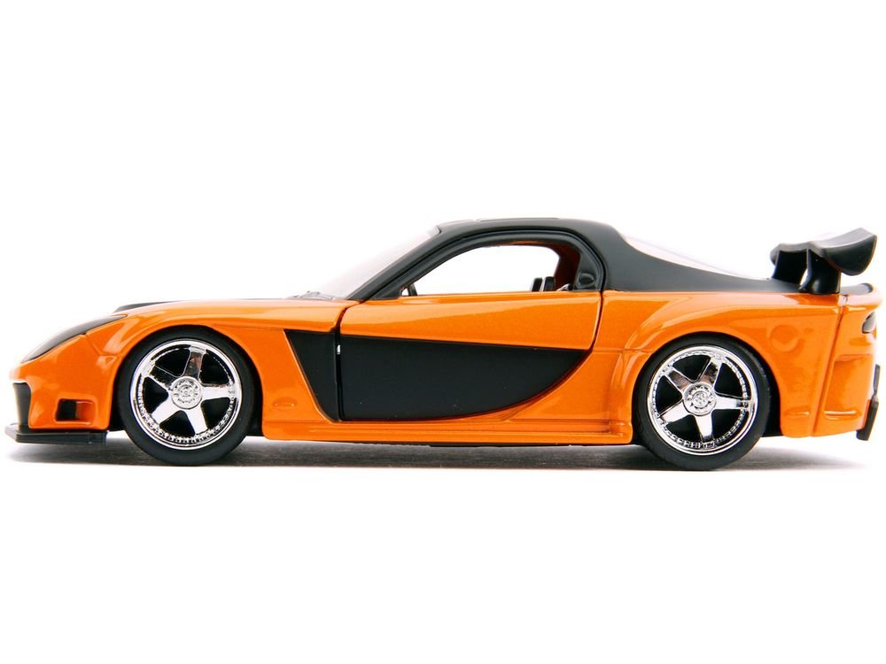 Han's Mazda RX-7 RHD (Right Hand Drive) Orange Metallic and Black "25 Years of Fast & Furious" "The Fast and the Furious: Tokyo Drift" (2006) Movie "Fast & Furious" Series 1/32 Diecast Model Car by Jada view 3