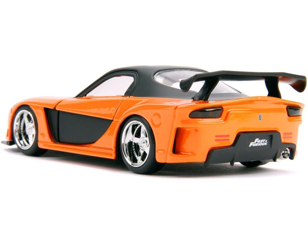 Han's Mazda RX-7 RHD (Right Hand Drive) Orange Metallic and Black "25 Years of Fast & Furious" "The Fast and the Furious: Tokyo Drift" (2006) Movie "Fast & Furious" Series 1/32 Diecast Model Car by Jada view 4