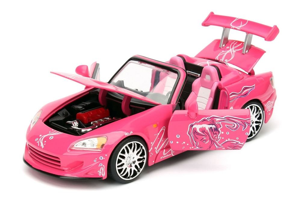 Suki's 2001 Honda S2000 Convertible Pink with Graphics "25 Years of Fast & Furious" "2 Fast 2 Furious" (2003) Movie 1/24 Diecast Model Car by Jada view 2