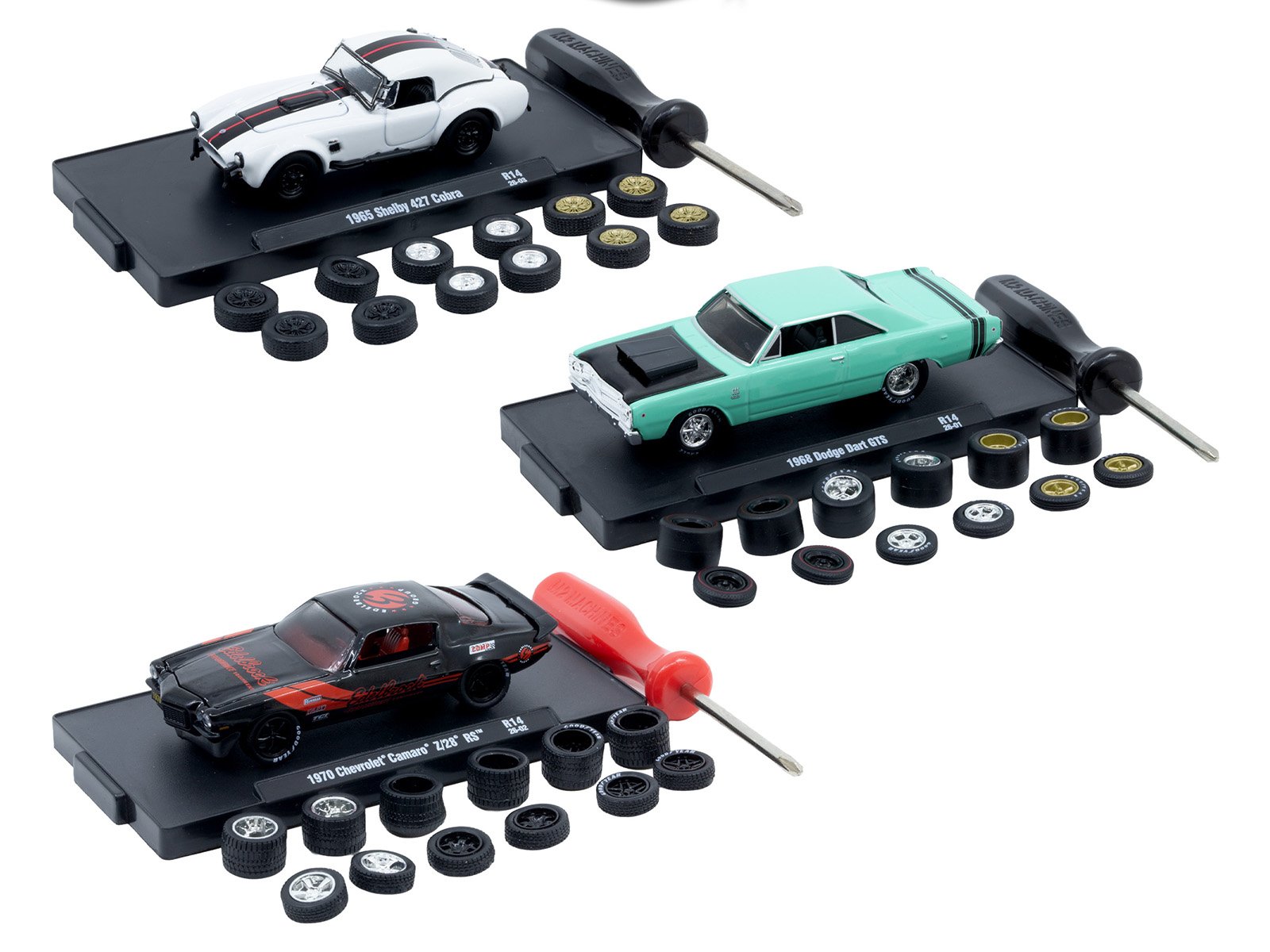 "Auto Wheels" 3 piece Car Set Release 14 Limited Edition to 2368 pieces Worldwide 1/64 Diecast Model Cars by M2 Machines view 2