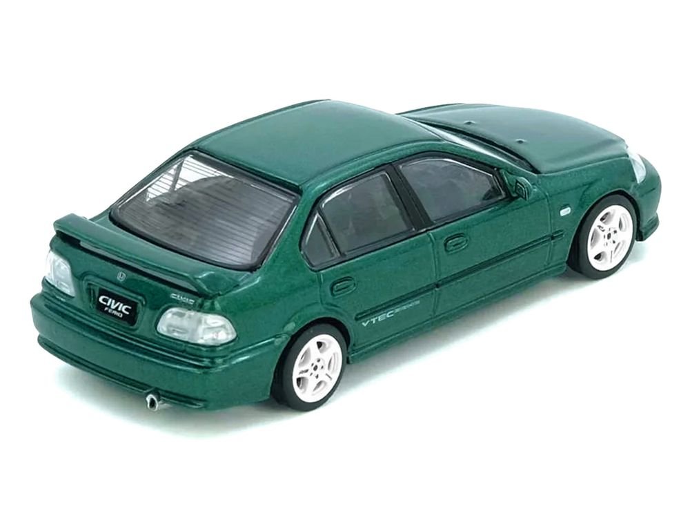 Honda Civic Ferio Si (EK) RHD (Right Hand Drive) Green Metallic 1/64 Diecast Model Car by Inno Models view 2