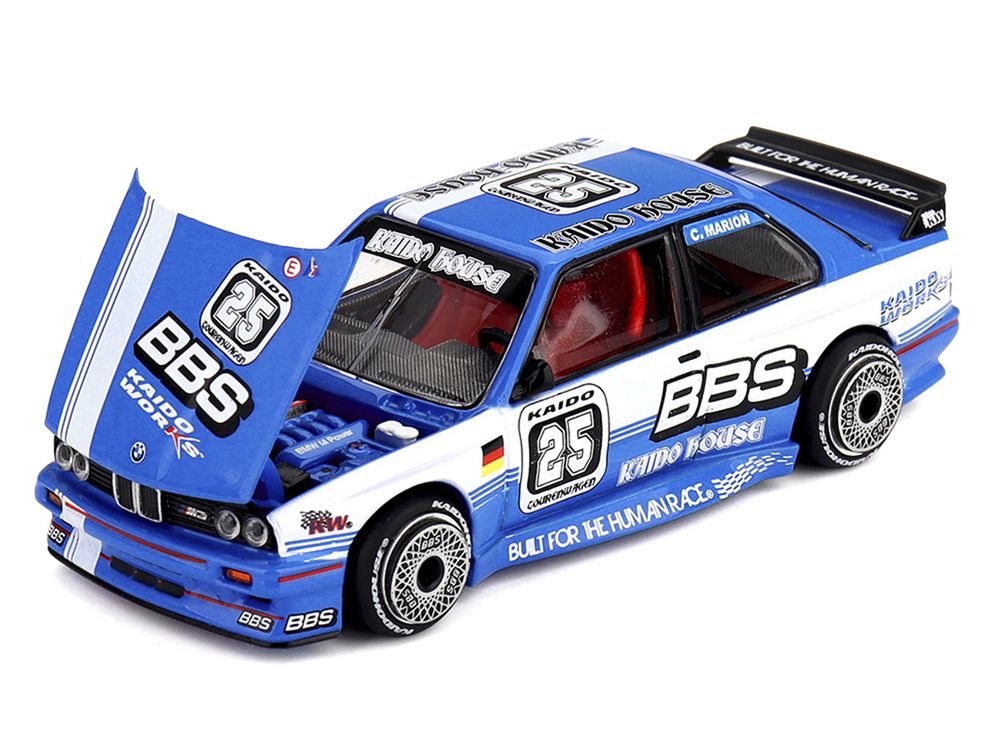 BMW M3 "Kaido Touring Champ V1" #25 Blue with White Stripes (Designed by Jun Imai) "Kaido House" Special 1/64 Diecast Model Car by Mini GT view 2