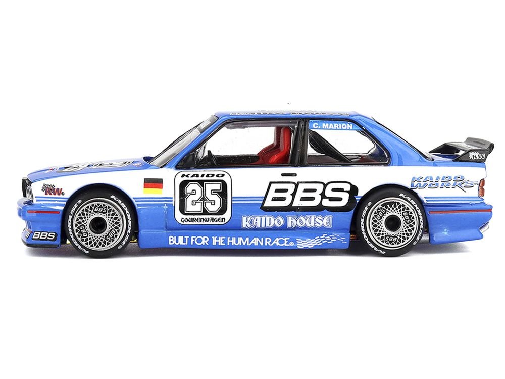 BMW M3 "Kaido Touring Champ V1" #25 Blue with White Stripes (Designed by Jun Imai) "Kaido House" Special 1/64 Diecast Model Car by Mini GT view 3