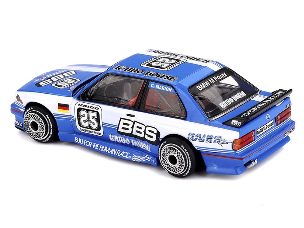 BMW M3 "Kaido Touring Champ V1" #25 Blue with White Stripes (Designed by Jun Imai) "Kaido House" Special 1/64 Diecast Model Car by Mini GT view 4