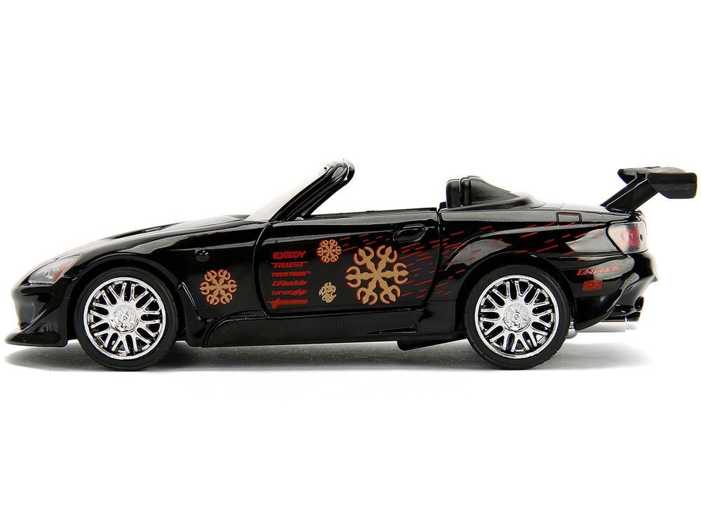 Honda S2000 Convertible Black with Graphics "The Fast and the Furious" (2001) Movie "25 Years of Fast & Furious" Series 1/32 Diecast Model Car by Jada view 2
