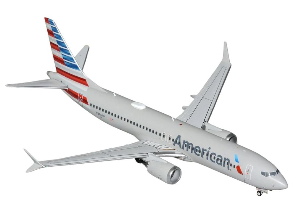 Boeing 737 MAX 8 Commercial Aircraft "American Airlines" (N326RP) Gray with Striped Tail "Gemini 200" Series 1/200 Diecast Model by GeminiJets view 2