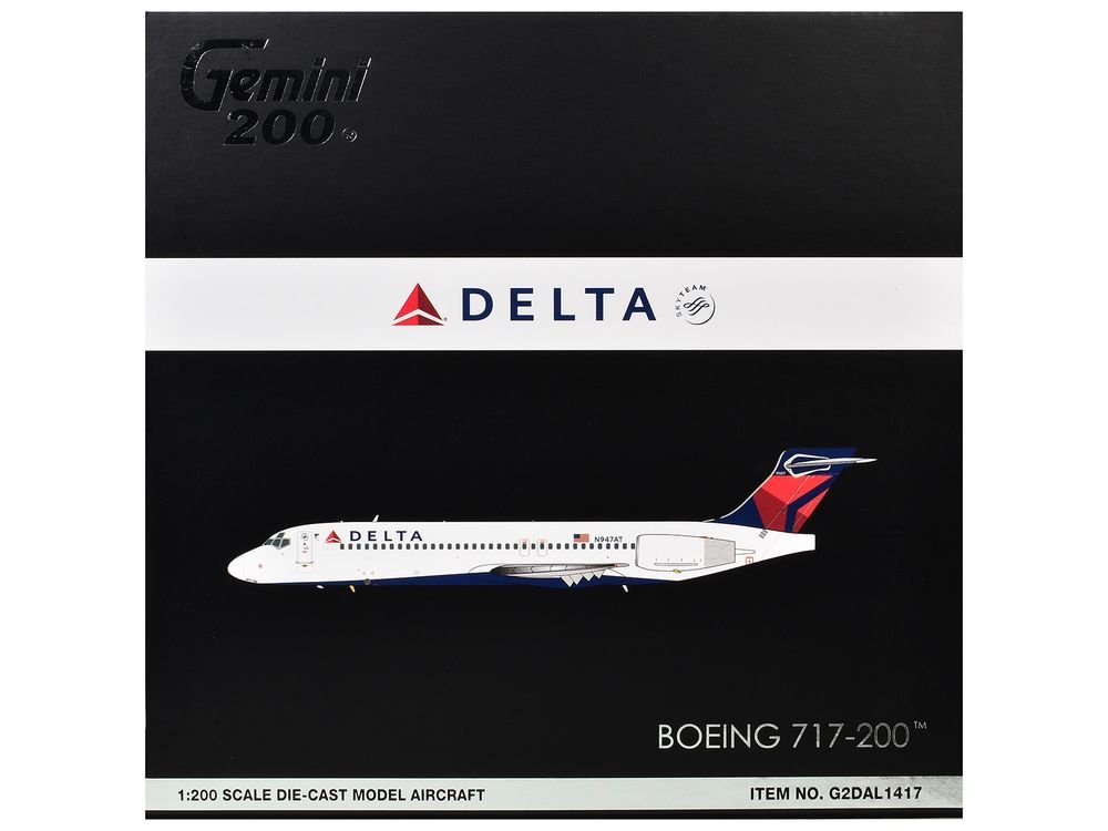 Boeing 717-200 Commercial Aircraft "Delta Air Lines" (N947AT) White with Blue and Red Tail "Gemini 200" Series 1/200 Diecast Model by GeminiJets view 3