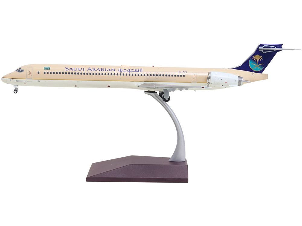 McDonnell Douglas MD-90 Commercial Aircraft "Saudia Airlines" (HZ-API) Beige with Blue Tail "Gemini 200" Series 1/200 Diecast Model by GeminiJets view 2