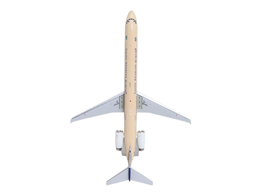 McDonnell Douglas MD-90 Commercial Aircraft "Saudia Airlines" (HZ-API) Beige with Blue Tail "Gemini 200" Series 1/200 Diecast Model by GeminiJets view 4