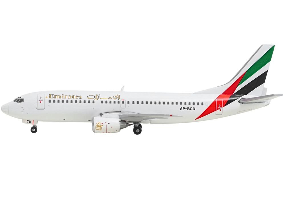 Boeing 737-300 Commercial Aircraft "Emirates Airlines" (AP-BCD) White with Striped Tail 1/400 Diecast Model by GeminiJets view 2