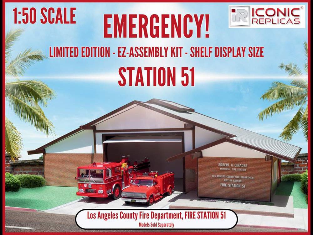 Los Angeles County Fire Department Fire Station 51 Diorama EZ Assembly Kit "Emergency!" Series 1/50 Model by Iconic Replicas view 2