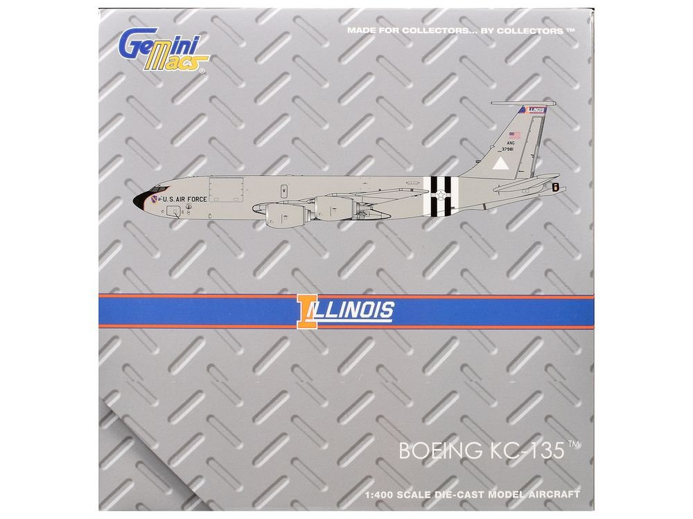 Boeing KC-135R Stratotanker Aircraft "Illinois Air National Guard" United States Air Force (63-7981) Gray "Gemini Macs" Series 1/400 Diecast Model Airplane by GeminiJets view 3