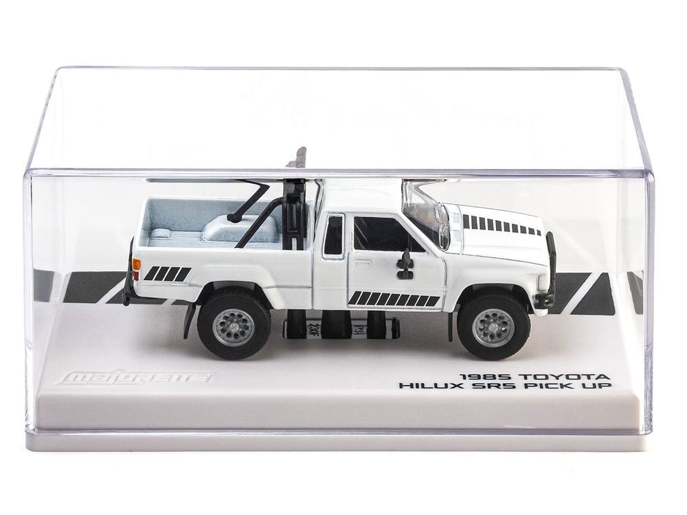 1985 Toyota Hilux SR5 Pickup Truck White with Black Graphics "Collection" Series 1/64 Diecast Model Car by Majorette view 4