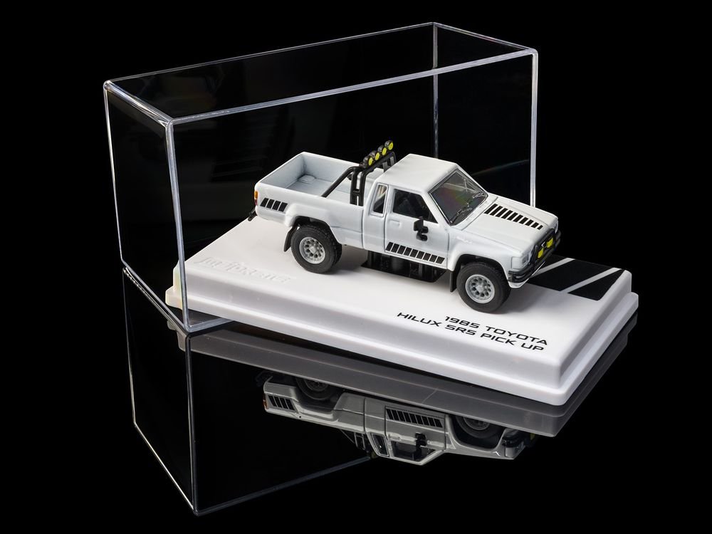 1985 Toyota Hilux SR5 Pickup Truck White with Black Graphics "Collection" Series 1/64 Diecast Model Car by Majorette view 5