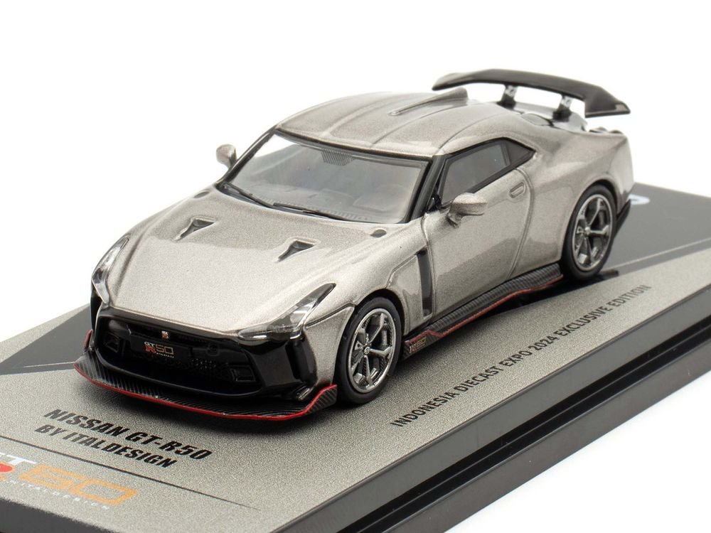 Nissan GT-R50 By ItalDesign Gray Metallic "Indonesia Diecast Expo 2024 Exclusive Edition" 1/64 Diecast Model Car by Inno Models view 5