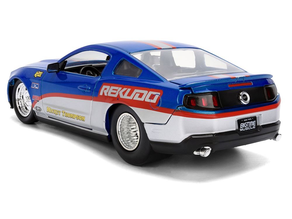 2010 Ford Mustang GT "Rekudo" Blue Metallic with Red and Silver Stripes "Bigtime Muscle" Series 1/24 Diecast Model Car by Jada view 5