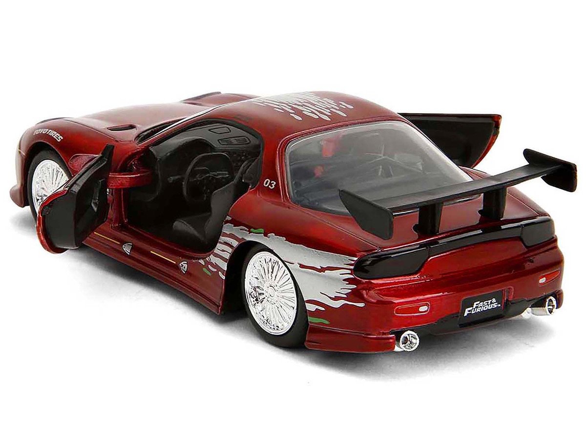 Dom's Mazda RX-7 Candy Red with Graphics "The Fast and the Furious" (2001) Movie "25 Years of Fast & Furious" Series 1/32 Diecast Model Car by Jada view 4