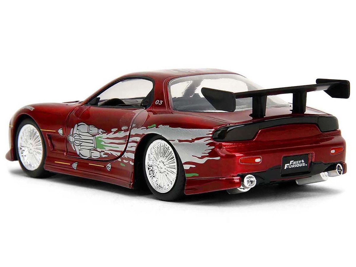 Dom's Mazda RX-7 Candy Red with Graphics "The Fast and the Furious" (2001) Movie "25 Years of Fast & Furious" Series 1/32 Diecast Model Car by Jada view 5