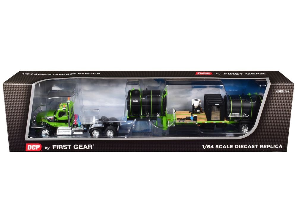 Kenworth W900 Day Cab with Demco 42' Liquid Fertilizer Tender Trailer Green and Black 1/64 Diecast Model by DCP/First Gear view 3